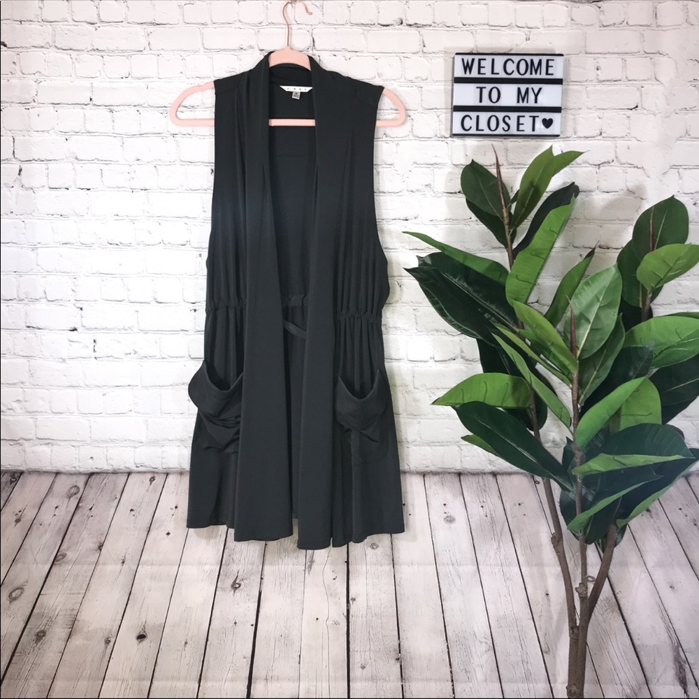 CAbi Charcoal Gray Sleeveless Duster/ Cardigan